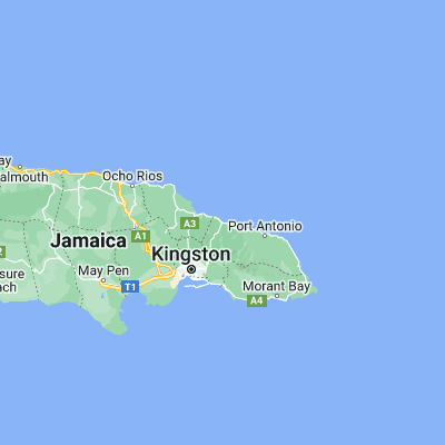 Map showing location of Buff Bay (18.232880, -76.661180)
