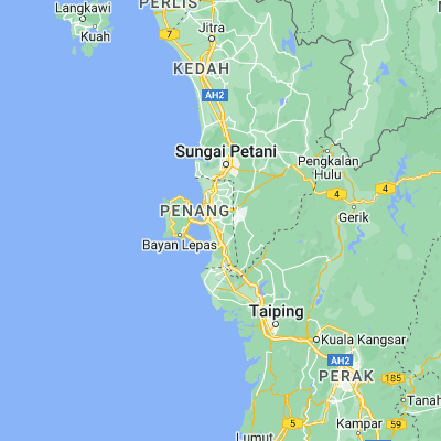 Map showing location of Bukit Mertajam (5.363010, 100.466700)