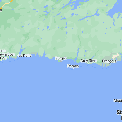 Map showing location of Burgeo (47.616680, -57.615160)
