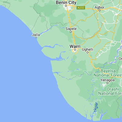 Map showing location of Burutu (5.350910, 5.507580)