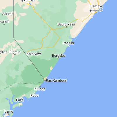 Map showing location of Buur Gaabo (-1.219330, 41.837360)