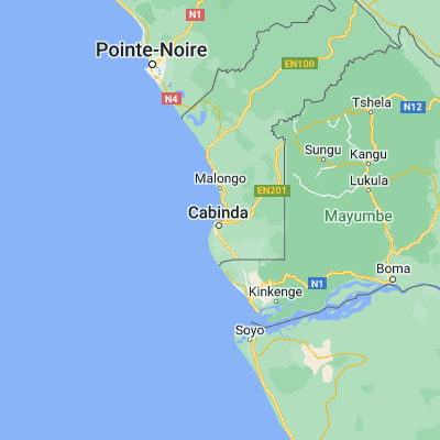 Map showing location of Cabinda (-5.550000, 12.200000)