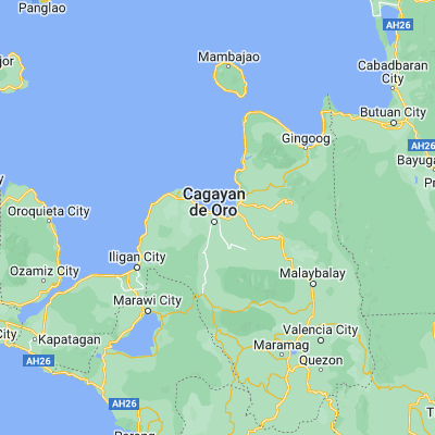 Map showing location of Cagayan de Oro (8.482220, 124.647220)