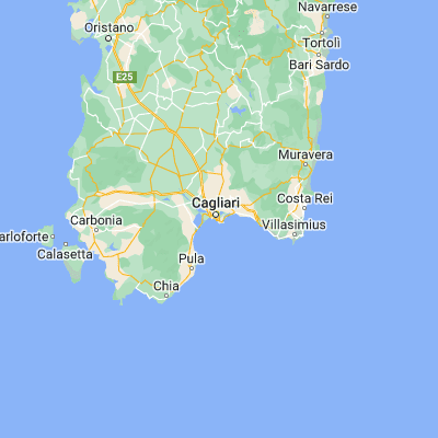Map showing location of Cagliari (39.207380, 9.134620)