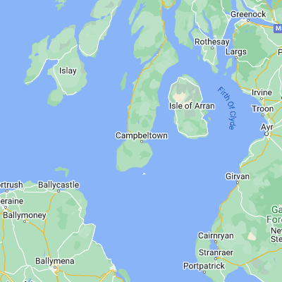 Map showing location of Campbeltown (55.425830, -5.607640)