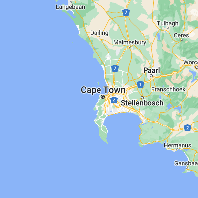 Map showing location of Camps Bay (-33.950000, 18.383333)