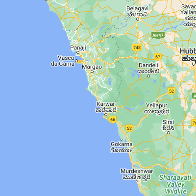Map showing location of Canacona (14.995900, 74.050560)