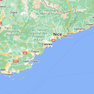 Map showing location of Cannes (43.551350, 7.012750)