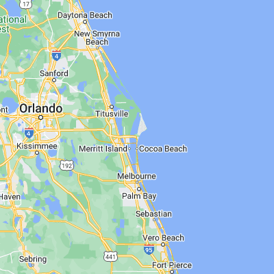 Map showing location of Cape Canaveral (28.405840, -80.604770)