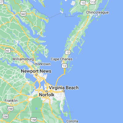 Map showing location of Cape Charles (37.267920, -76.017430)