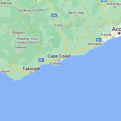 Map showing location of Cape Coast (5.105350, -1.246600)