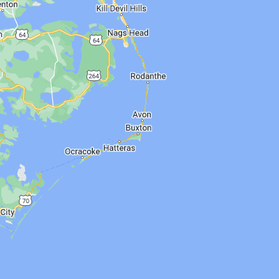 Map showing location of Cape Hatteras (35.233880, -75.536410)