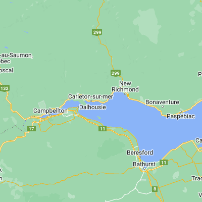 Map showing location of Carleton-sur-Mer (48.107490, -66.128000)