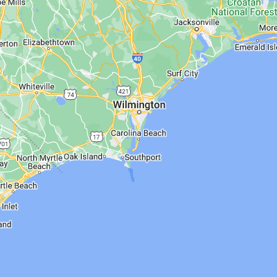 Map showing location of Carolina Beach (34.035170, -77.893600)
