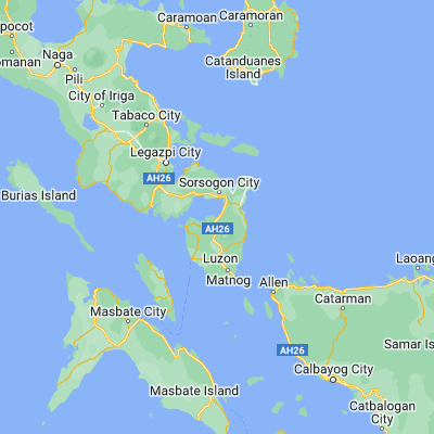 Map showing location of Casiguran (12.873610, 124.009720)