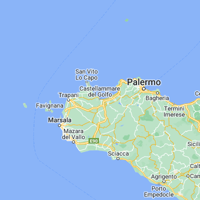 Map showing location of Castellammare del Golfo (38.018850, 12.885840)