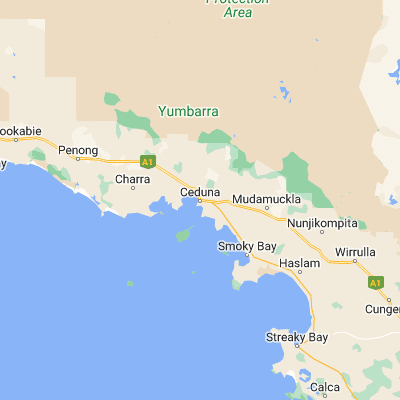 Map showing location of Ceduna (-32.121560, 133.678660)