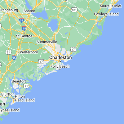 Map showing location of Charleston Harbor (32.763790, -79.897310)