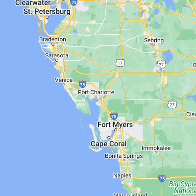 Map showing location of Charlotte Harbor (26.958390, -82.067030)
