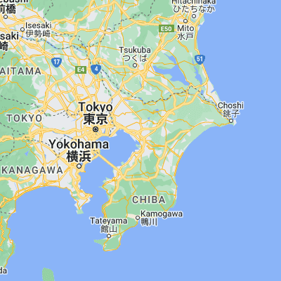 Map showing location of Chiba (35.604720, 140.123330)