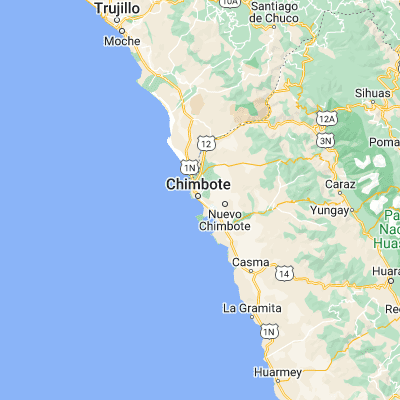 Map showing location of Chimbote (-9.085280, -78.578330)