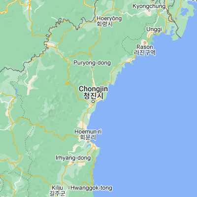 Map showing location of Ch’ŏngjin (41.795560, 129.775830)