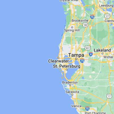 Map showing location of Clearwater Beach (27.977240, -82.827880)