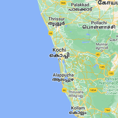 Map showing location of Cochin (9.939880, 76.260220)