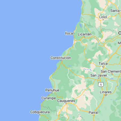 Map showing location of Constitución (-35.333330, -72.416670)