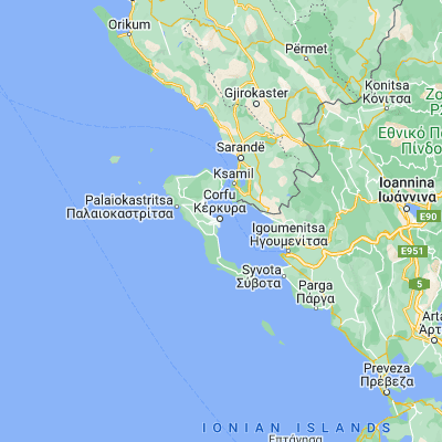 Map showing location of Corfu (39.620000, 19.919720)
