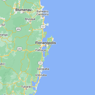 Map showing location of Costeira do Pirajubae (-27.635860, -48.521200)