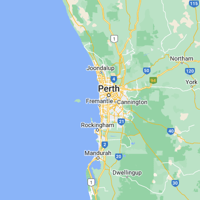 Map showing location of Cottesloe (-32.000000, 115.766670)