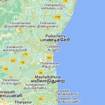 Map showing location of Cuddalore (11.750000, 79.750000)