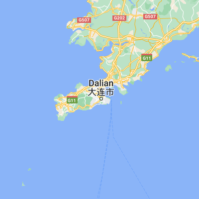 Map showing location of Dalian (38.912220, 121.602220)