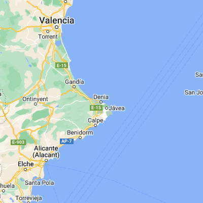 Map showing location of Denia (38.840780, 0.105740)