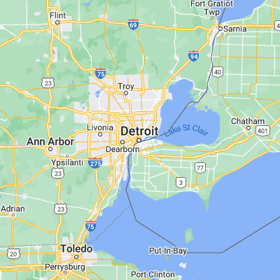 Map showing location of Detroit (42.331430, -83.045750)