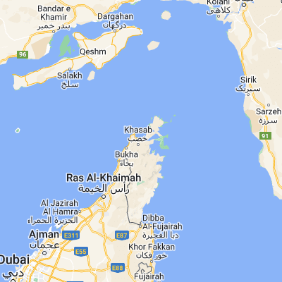 Map showing location of Dib Dibba (26.197780, 56.257780)