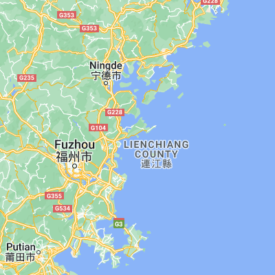 Map showing location of Dinghai (26.284720, 119.793610)