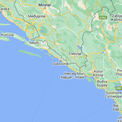 Map showing location of Dubrovnik (42.648070, 18.092160)