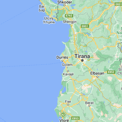 Map showing location of Durrës (41.323060, 19.441390)