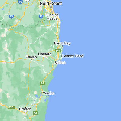 Map showing location of East Ballina (-28.866670, 153.583330)