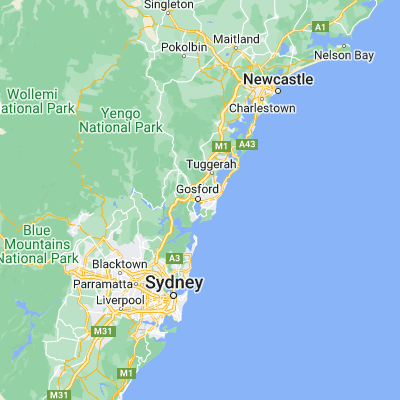 Map showing location of East Gosford (-33.433330, 151.350000)