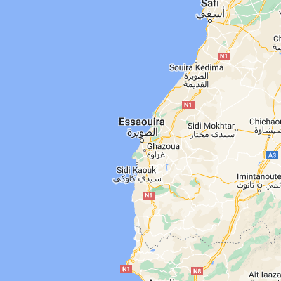 Map showing location of Essaouira (31.512500, -9.770000)