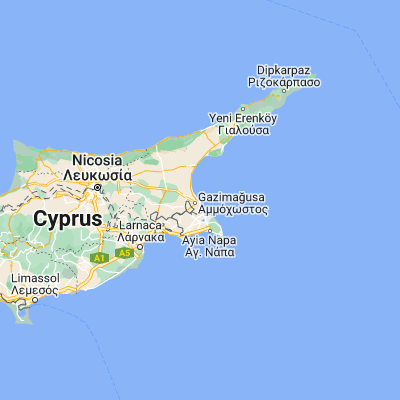 Map showing location of Famagusta (35.125000, 33.950000)