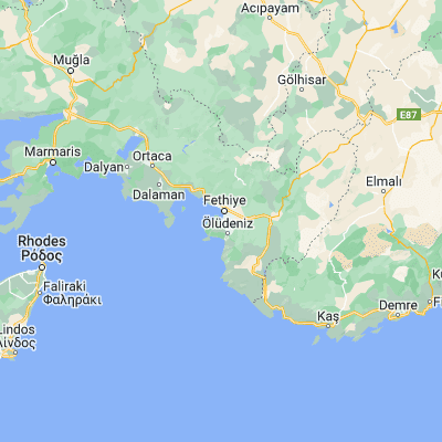 Map showing location of Fethiye (36.621670, 29.116390)