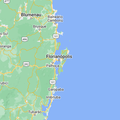 Map showing location of Florianópolis (-27.596670, -48.549170)