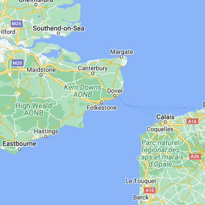 Map showing location of Folkestone (51.083330, 1.183330)