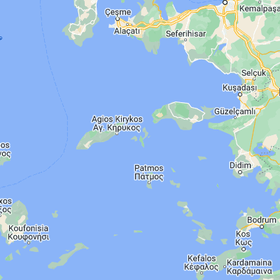 Map showing location of Foúrnoi (37.578500, 26.480690)