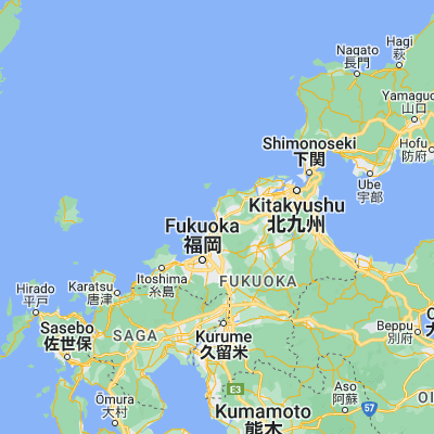 Map showing location of Fukuma (33.766670, 130.466670)