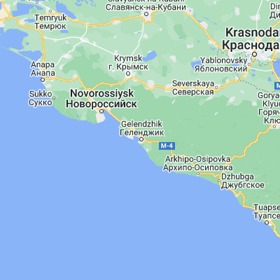 Map showing location of Gelendzhik (44.562200, 38.084800)